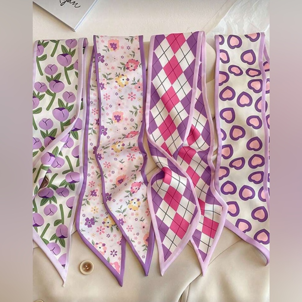 Set of 4 Purple and Pink Patterned Scarves